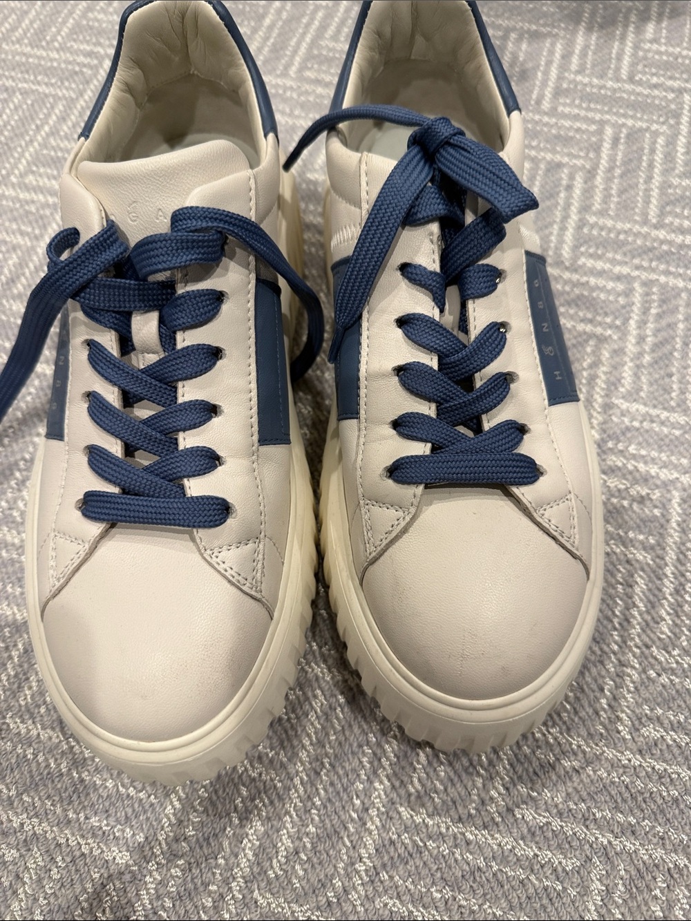 Hogan White Sneakers with Navy Accents